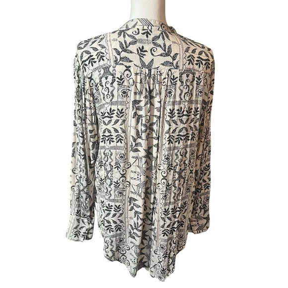 Free People Mia Tunic Blouse Cream Black Aztec Print Boho Long Sleeve Top XS - Picture 4 of 16